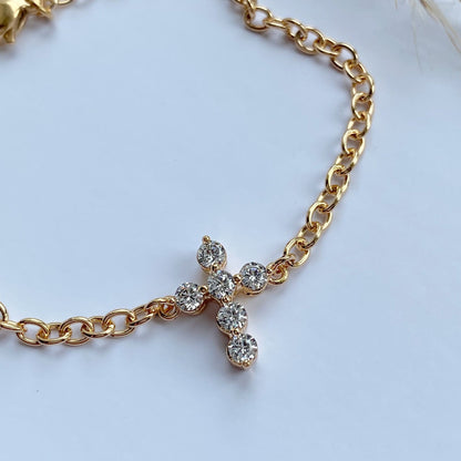 Gold-plated bracelet with a cross - ,