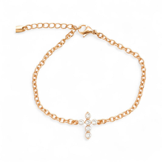 Gold-plated bracelet with a cross - ,