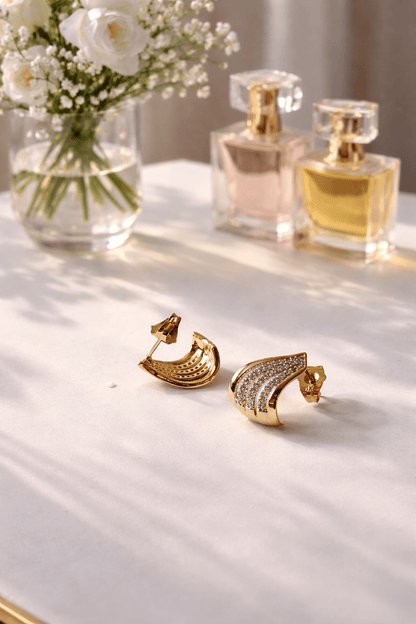 Gold-plated nails with zircon lines - 18k - gold-plated - jewelry