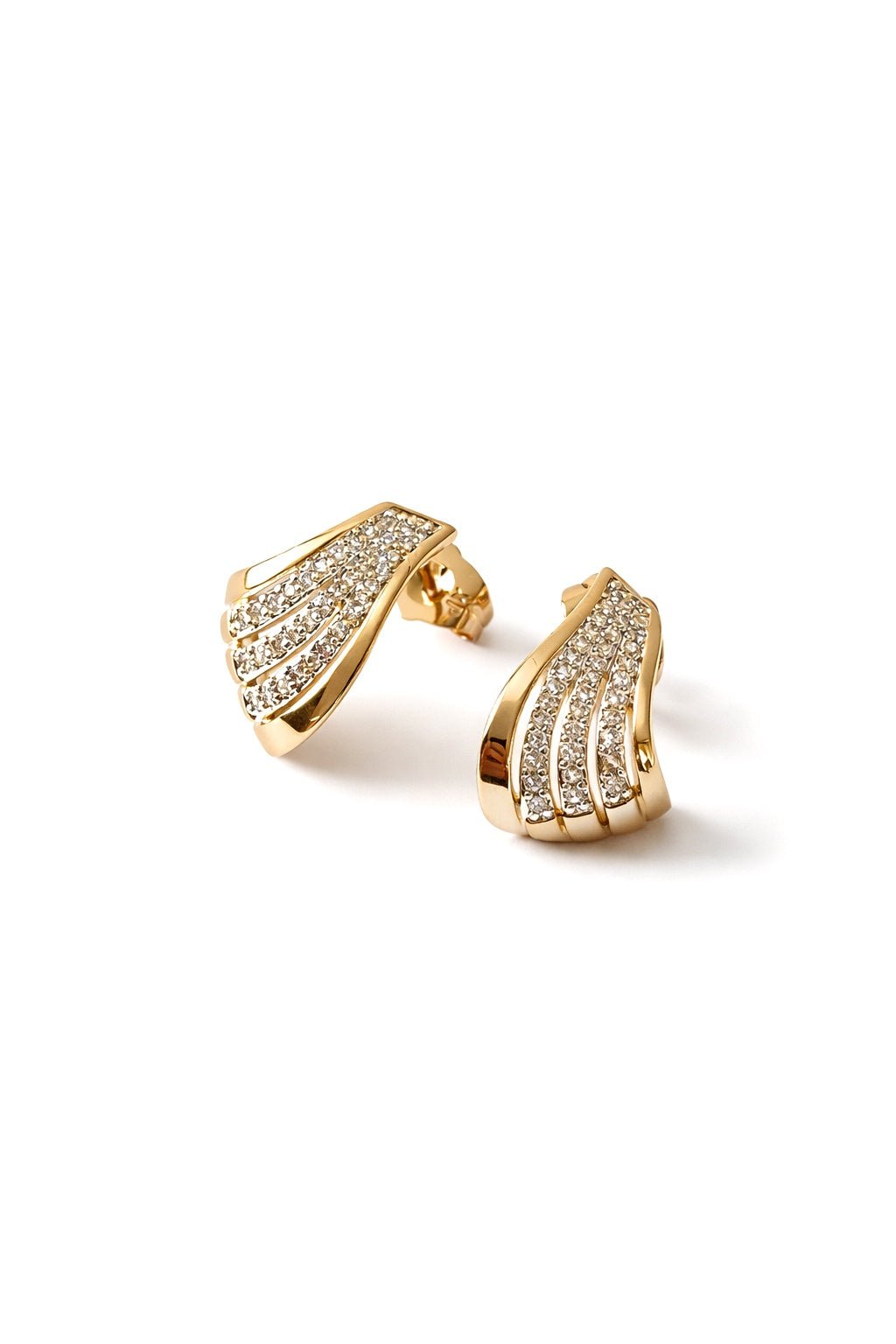 Gold-plated nails with zircon lines - 18k - gold-plated - jewelry
