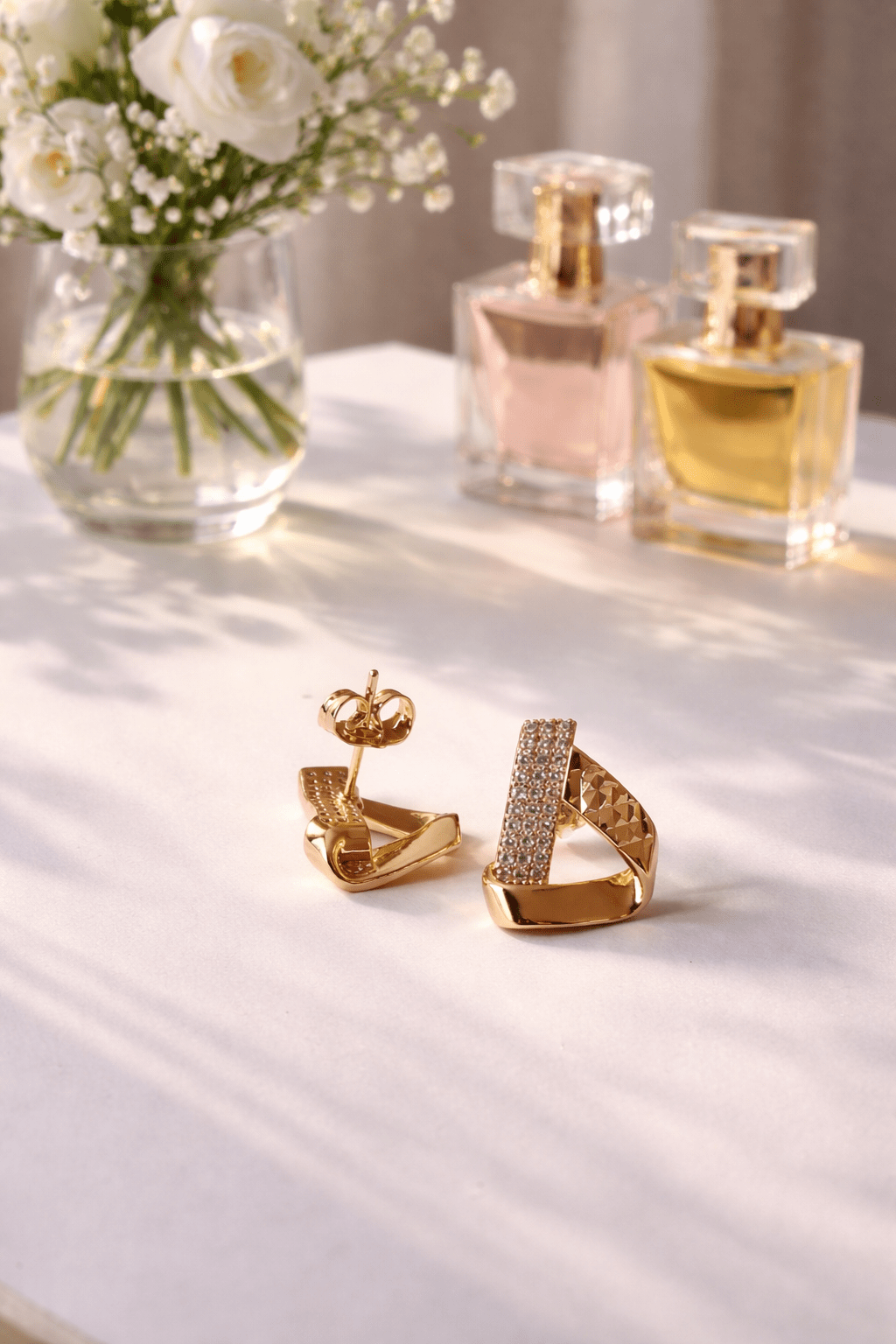 Gold-plated nails with chain texture and zircons - 18k - gold-plated - jewelry
