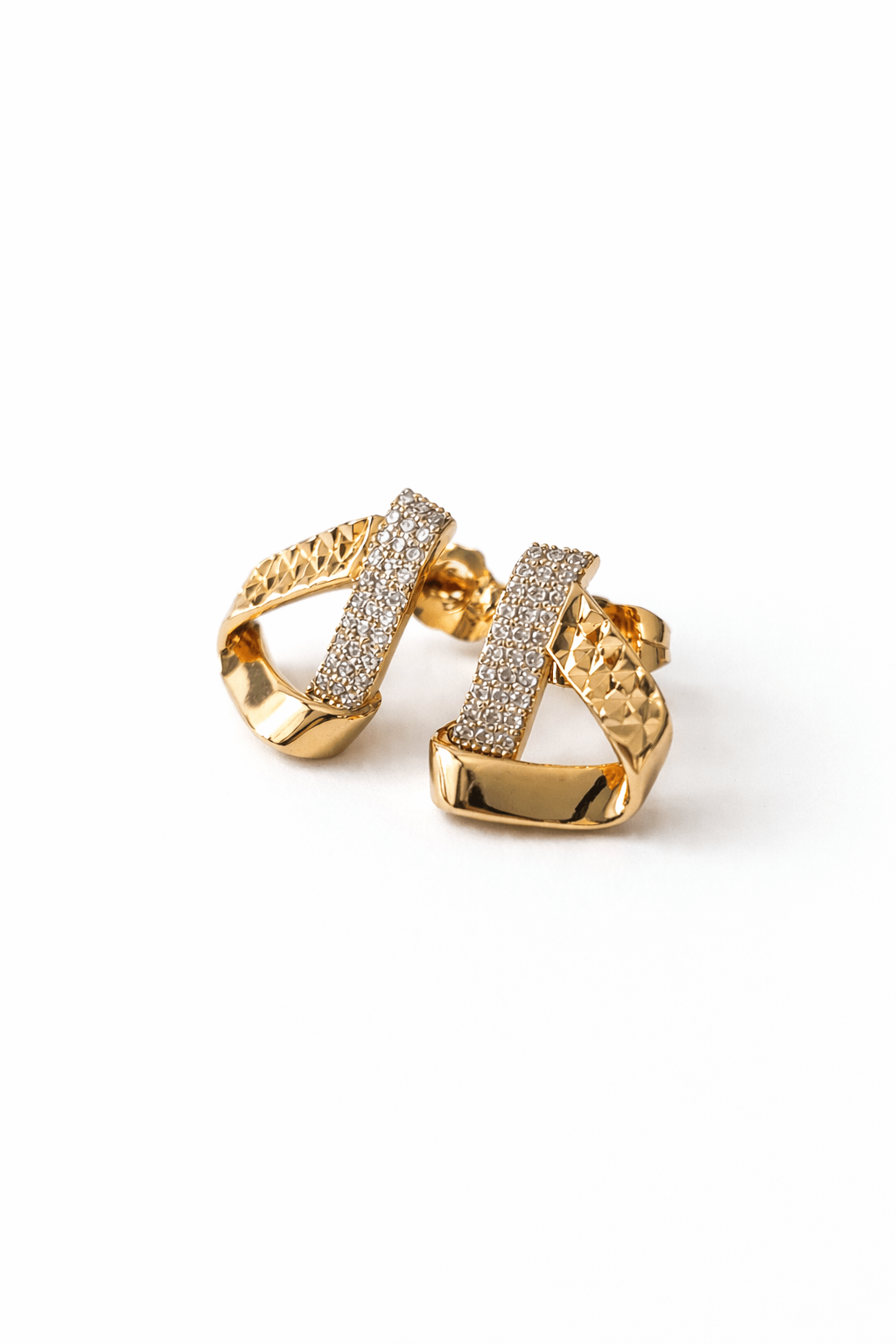 Gold-plated nails with chain texture and zircons - 18k - gold-plated - jewelry