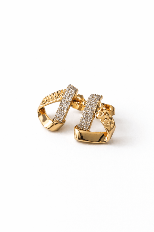 Gold-plated nails with chain texture and zircons - 18k - gold-plated - jewelry