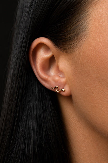 18K gold-plated snake claw earring, also suitable for side piercings