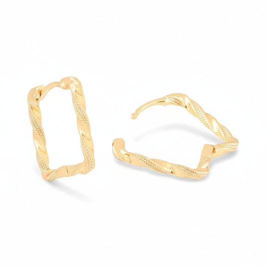 Gold-plated square shaped rings with texture - 18k - gold-plated - jewelry