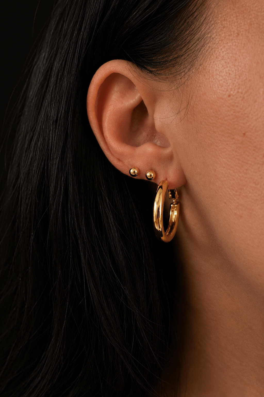 Inese – 18k gold-plated stud earrings with ball (4mm) gold-plated jewelry for women