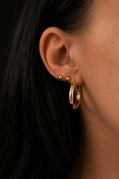Inese – 18k gold-plated stud earrings with ball (4mm) gold-plated jewelry for women