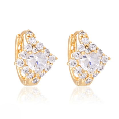 Gold-plated hoop earrings with zircons - 18k - gold-plated - jewelry