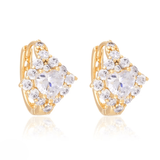 Gold-plated hoop earrings with zircons - 18k - gold-plated - jewelry