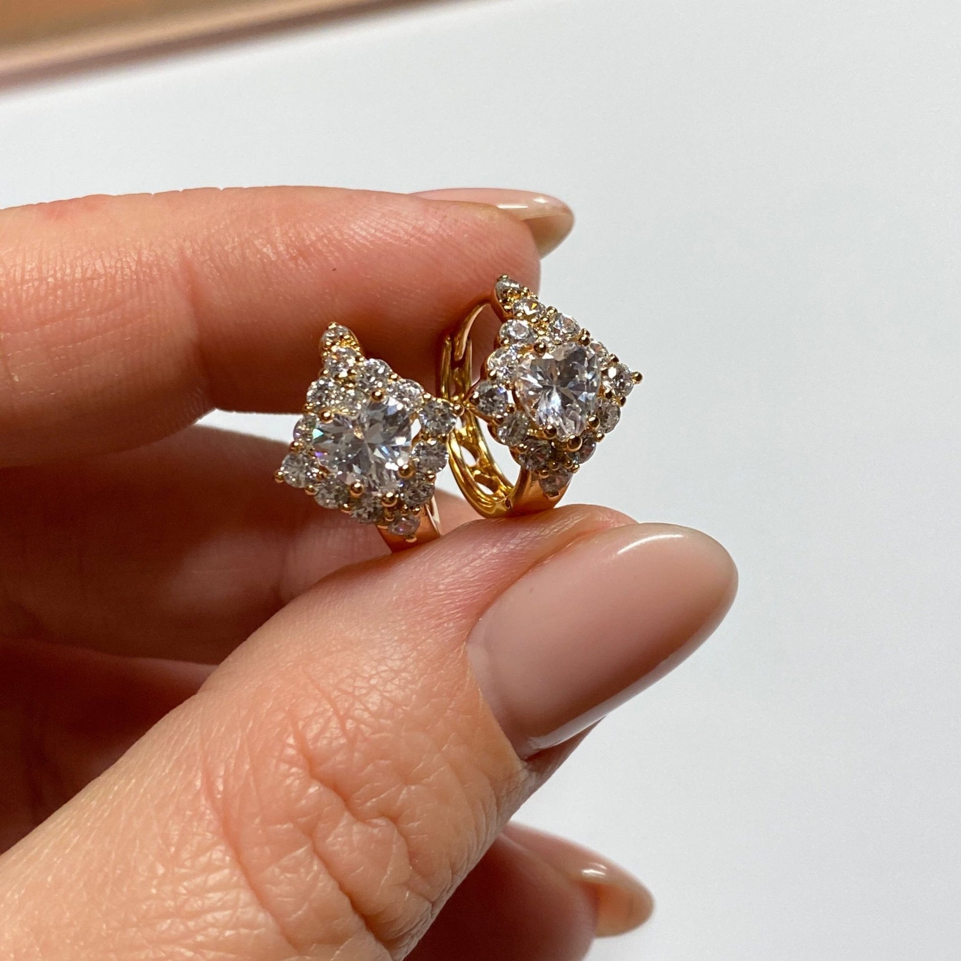 Gold-plated hoop earrings with zircons - 18k - gold-plated - jewelry