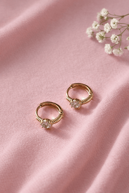 Gold-plated hoop earrings with zirconia - 18k - gold-plated - jewelry