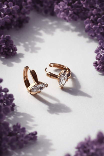 Gold-plated hoop earrings with zirconia - 18k - gold-plated - jewelry