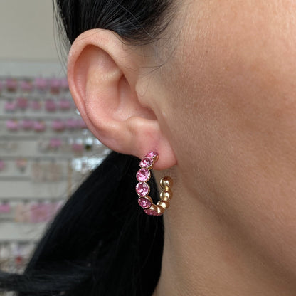 Gold-plated hoop earrings with crystals - 18k - gold-plated - jewelry