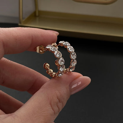 Gold-plated hoop earrings with crystals - 18k - gold-plated - jewelry