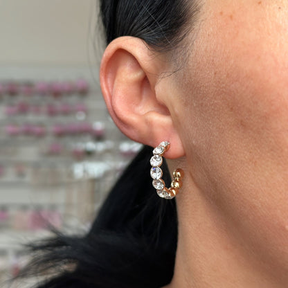 Gold-plated hoop earrings with crystals - 18k - gold-plated - jewelry