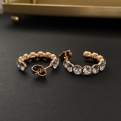 Gold-plated hoop earrings with crystals - 18k - gold-plated - jewelry