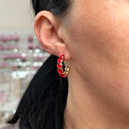 Gold-plated hoop earrings with crystals - 18k - gold-plated - jewelry