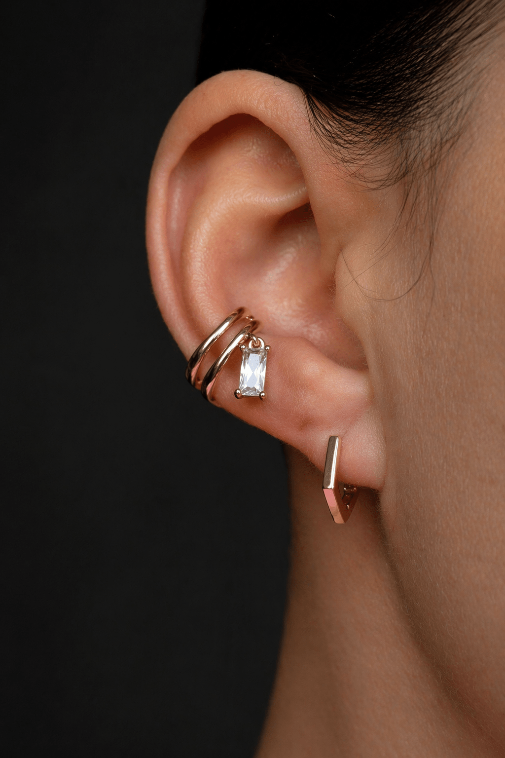 Gold-plated ear cuff and zirconia - 18k - gold-plated - jewelry
