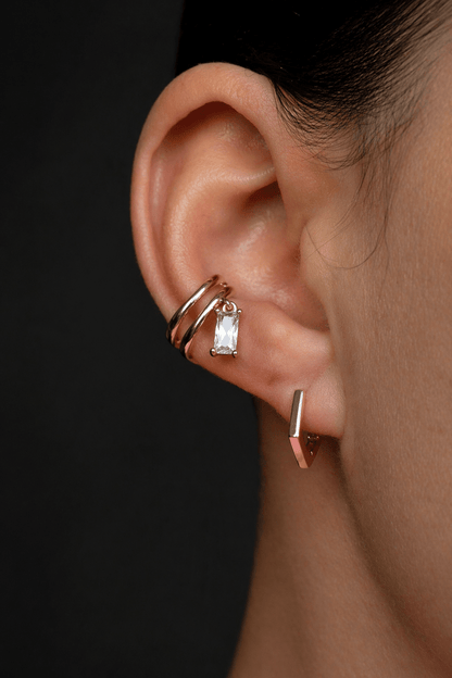 Gold-plated ear cuff and zirconia - 18k - gold-plated - jewelry