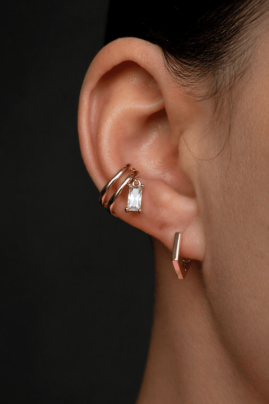 Gold-plated ear cuff and zirconia - 18k - gold-plated - jewelry