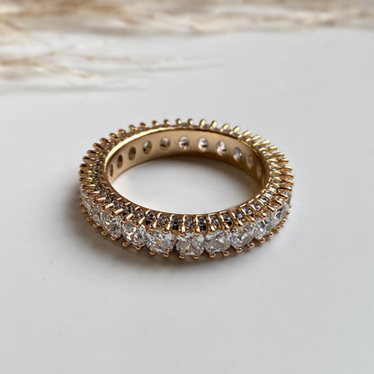 Gold-plated ring with zircons - ,