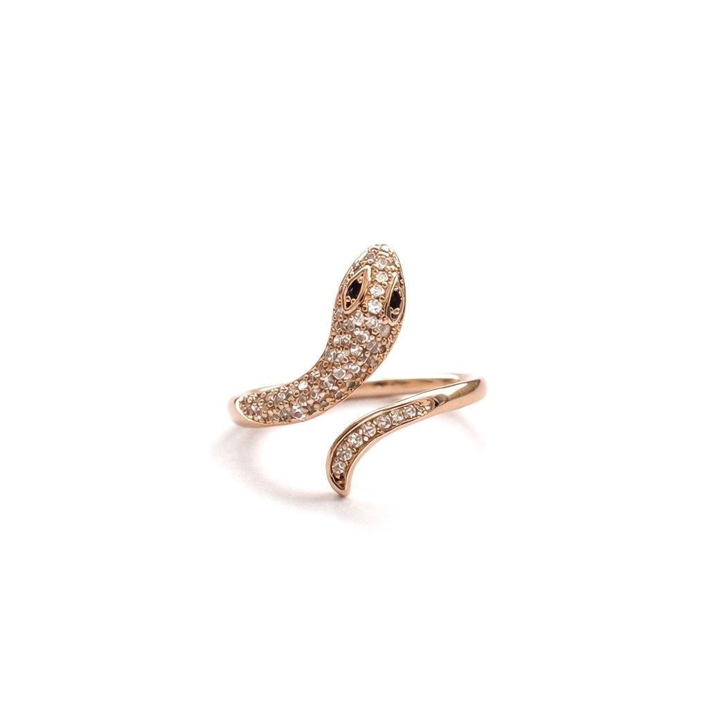 Gold-plated ring with snake design and zircons - 18k - gold-plated - jewelry