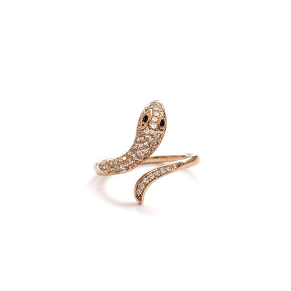 Gold-plated ring with snake design and zircons - 18k - gold-plated - jewelry