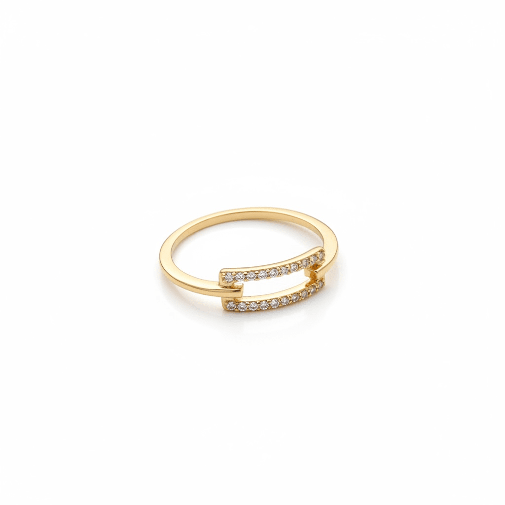Gold-plated minimalist ring with zircons - 18k - gold-plated - jewelry