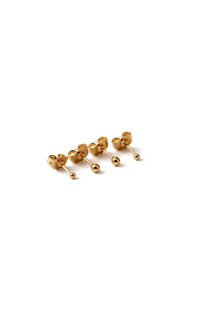 Set of gold-plated ball nails - 2 pairs - 18k - gold-plated - jewelry