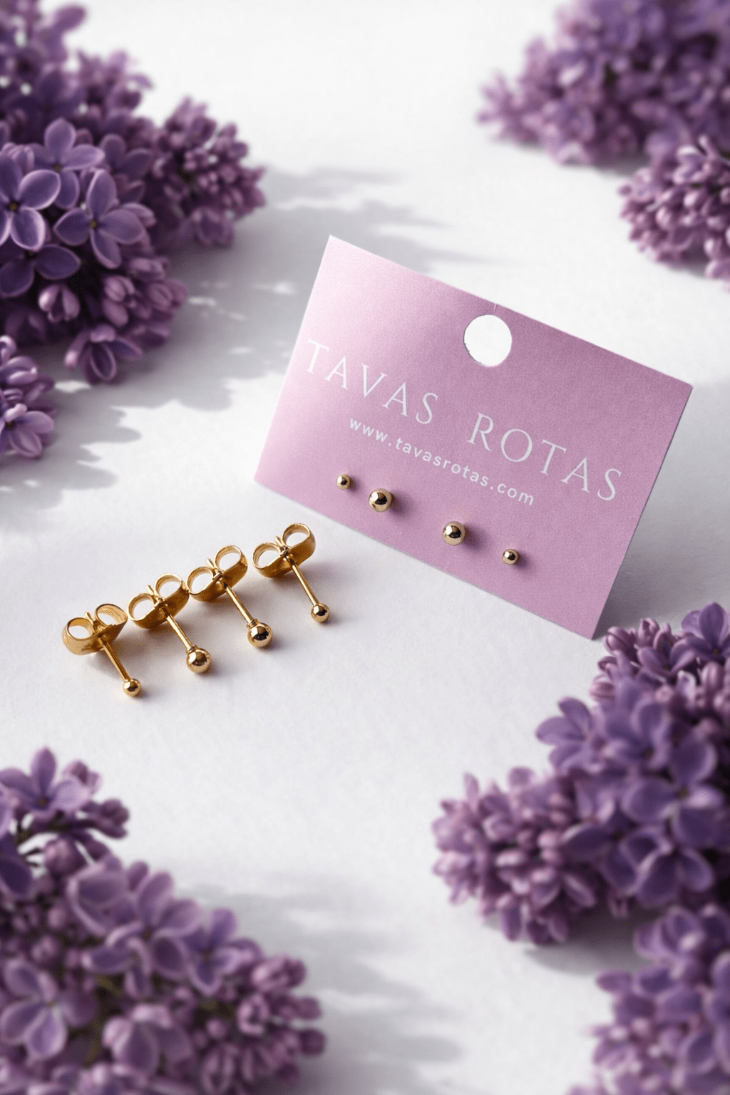 Set of gold-plated ball nails - 2 pairs - 18k - gold-plated - jewelry