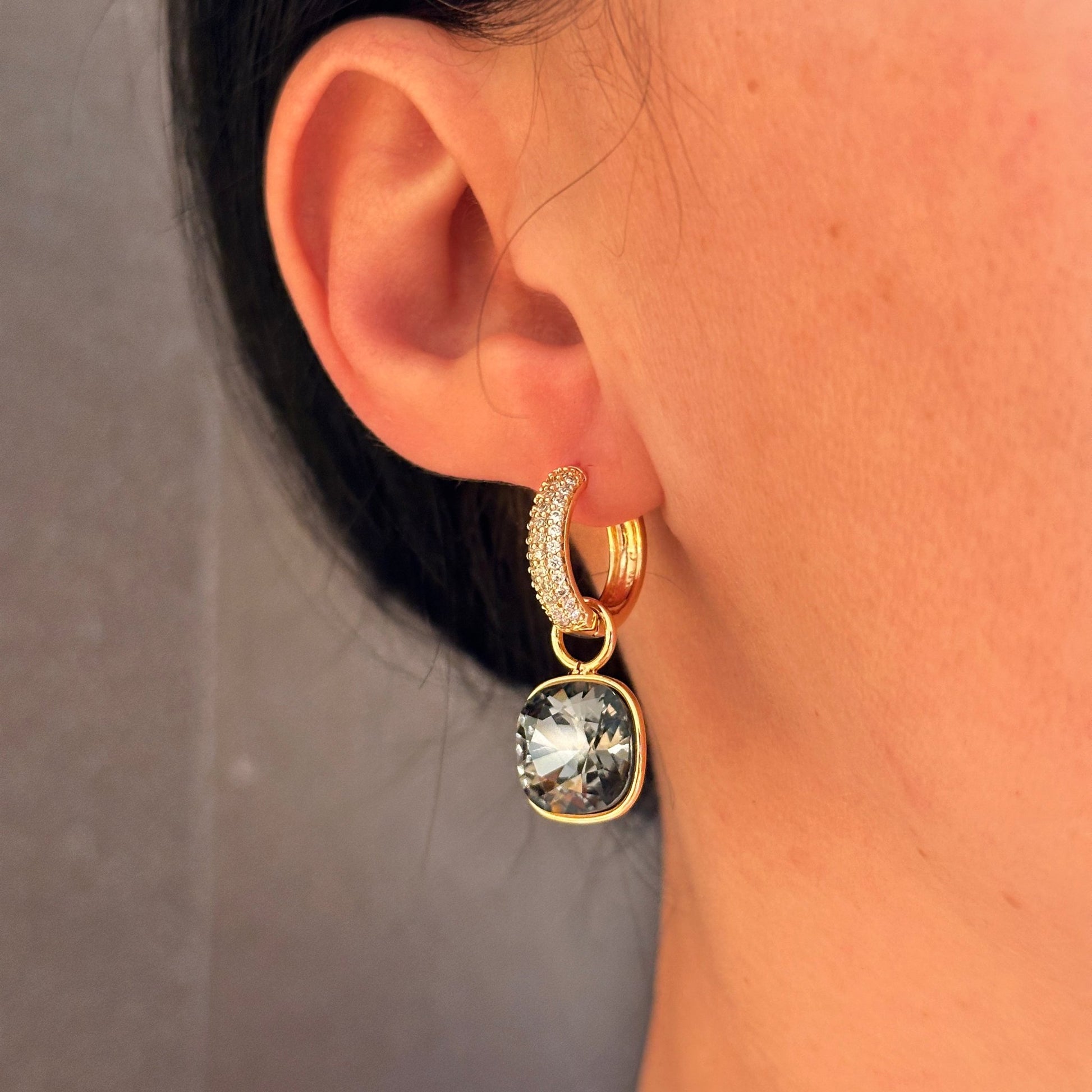 Gold-plated earrings - Earrings with a removable charm (Multiple colors) - 15