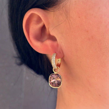 Gold-plated earrings - Earrings with a removable charm (Multiple colors) - 13