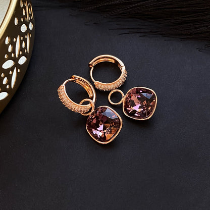 Gold-plated earrings - Earrings with a removable charm (Multiple colors) - 17