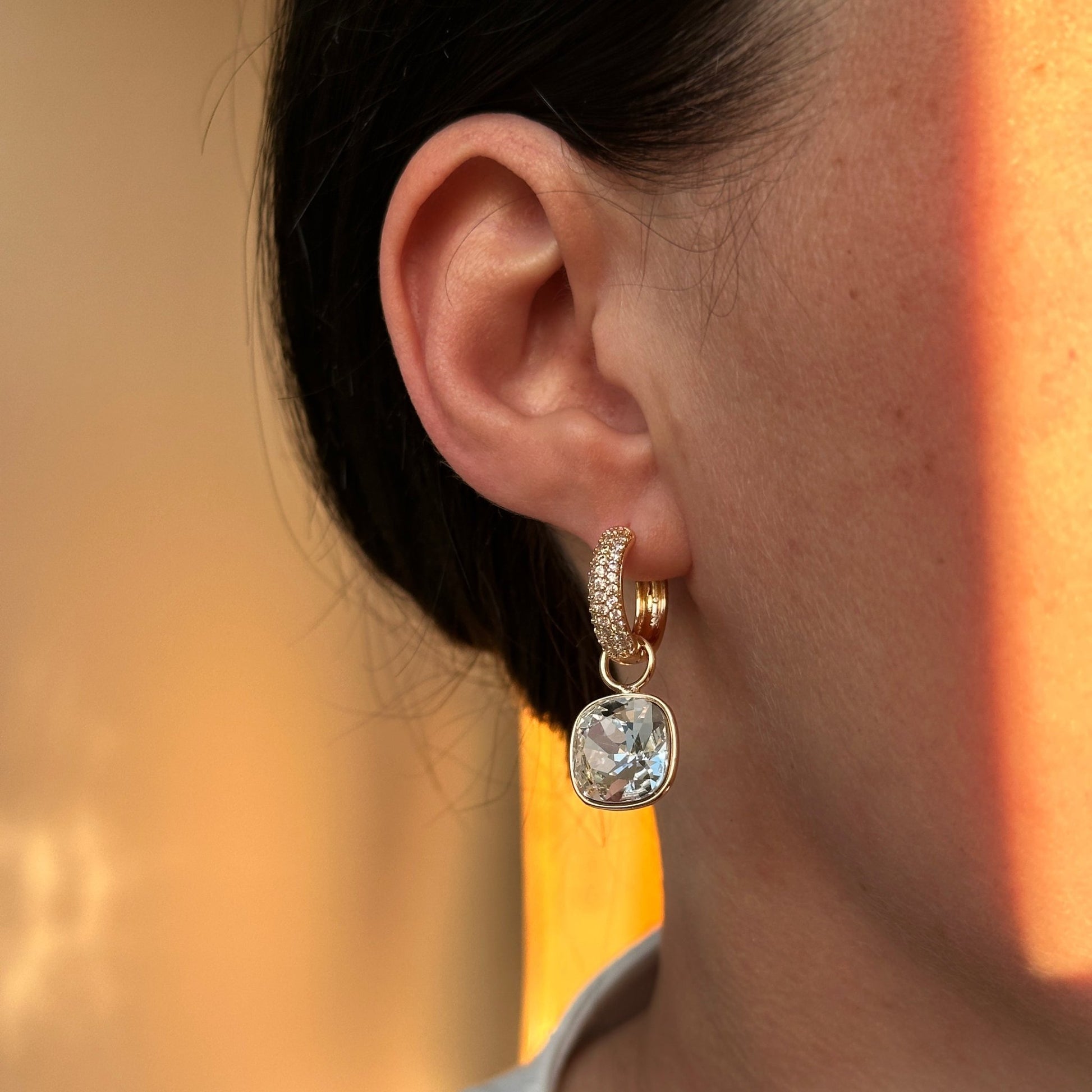 Gold-plated earrings - Earrings with a removable charm (Multiple colors) - 11
