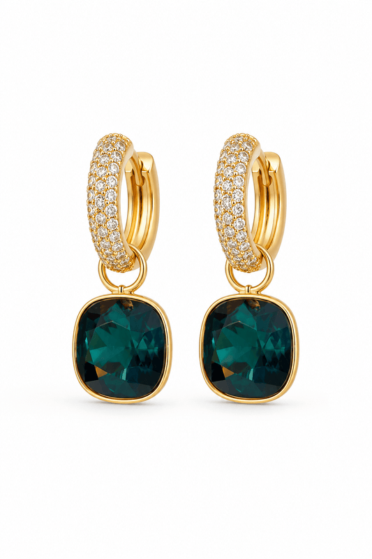 Earrings with removable charm (Multiple colors) gold plated jewelry for women