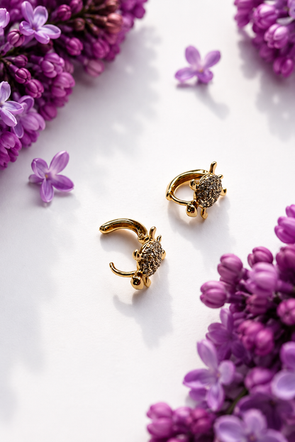 Tina – 18k gold-plated turtle hoop earrings with zircons