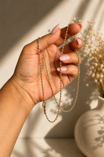Anete - 18k gold-plated twisted chain for women (60 cm)