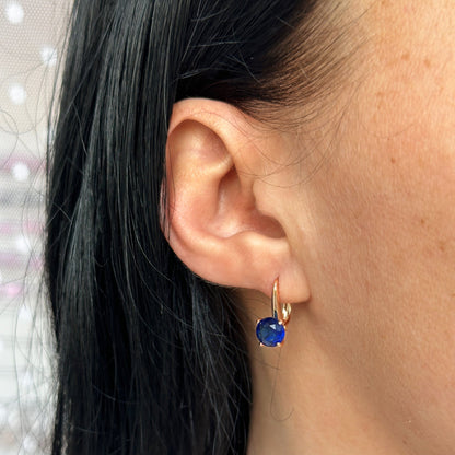 Blue Drop - Gold-plated earrings with deep blue crystals - 18k - gold-plated - jewelry