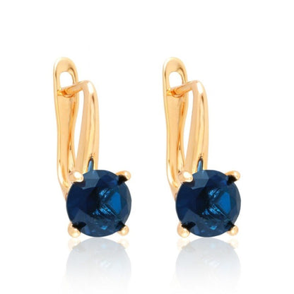 Blue Drop - Gold-plated earrings with deep blue crystals - 18k - gold-plated - jewelry