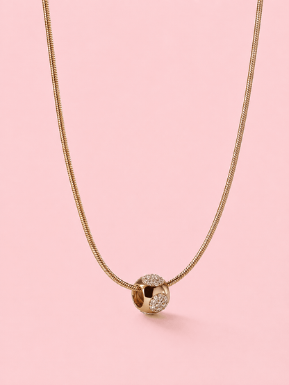 Gold-tone necklace 50 cm with 6 mm zirconia pendant – product photo