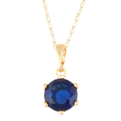 Deep Blue - gold plated necklace with dark blue crystal - 18k - gold plated - jewelry