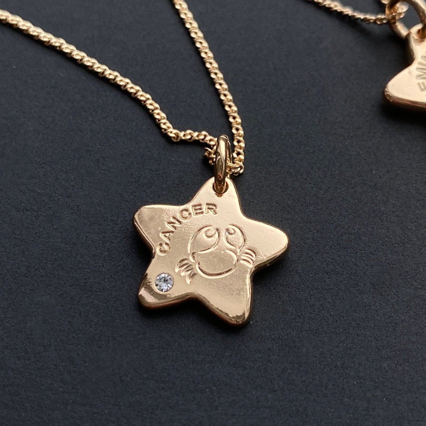 Double sided horoscope necklace with zirconia - 18k - gold plated - jewelry