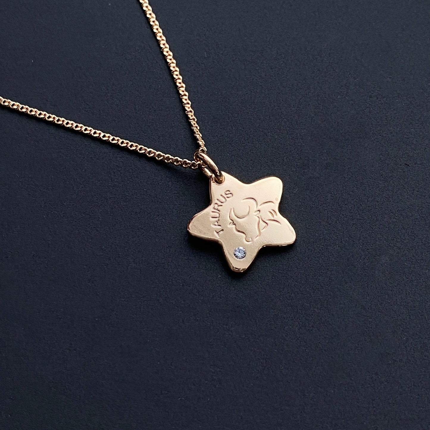 Double sided horoscope necklace with zirconia - 18k - gold plated - jewelry
