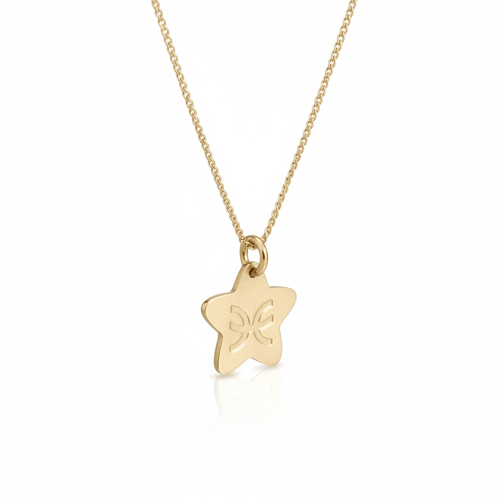 Double sided horoscope necklace with zirconia - 18k - gold plated - jewelry