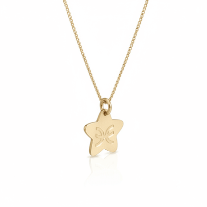 Double sided horoscope necklace with zirconia - 18k - gold plated - jewelry