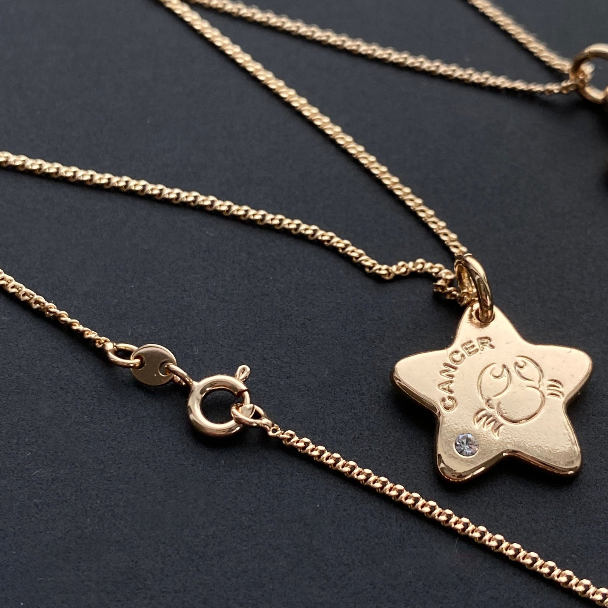 Double sided horoscope necklace with zirconia - 18k - gold plated - jewelry