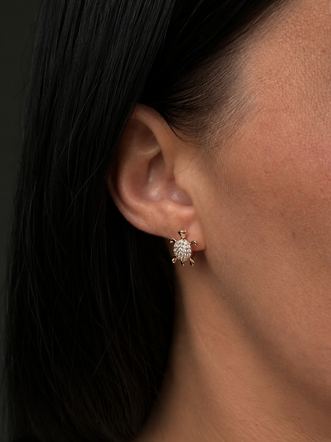 Tina – 18k gold-plated turtle hoop earrings with zircons