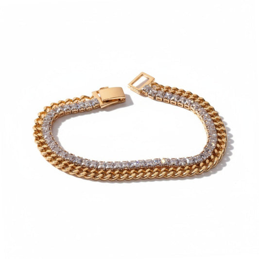 Double Elegance - Gold Plated Bracelet with Cubic Zirconia - Gold Plated Jewelry | Your jewelry