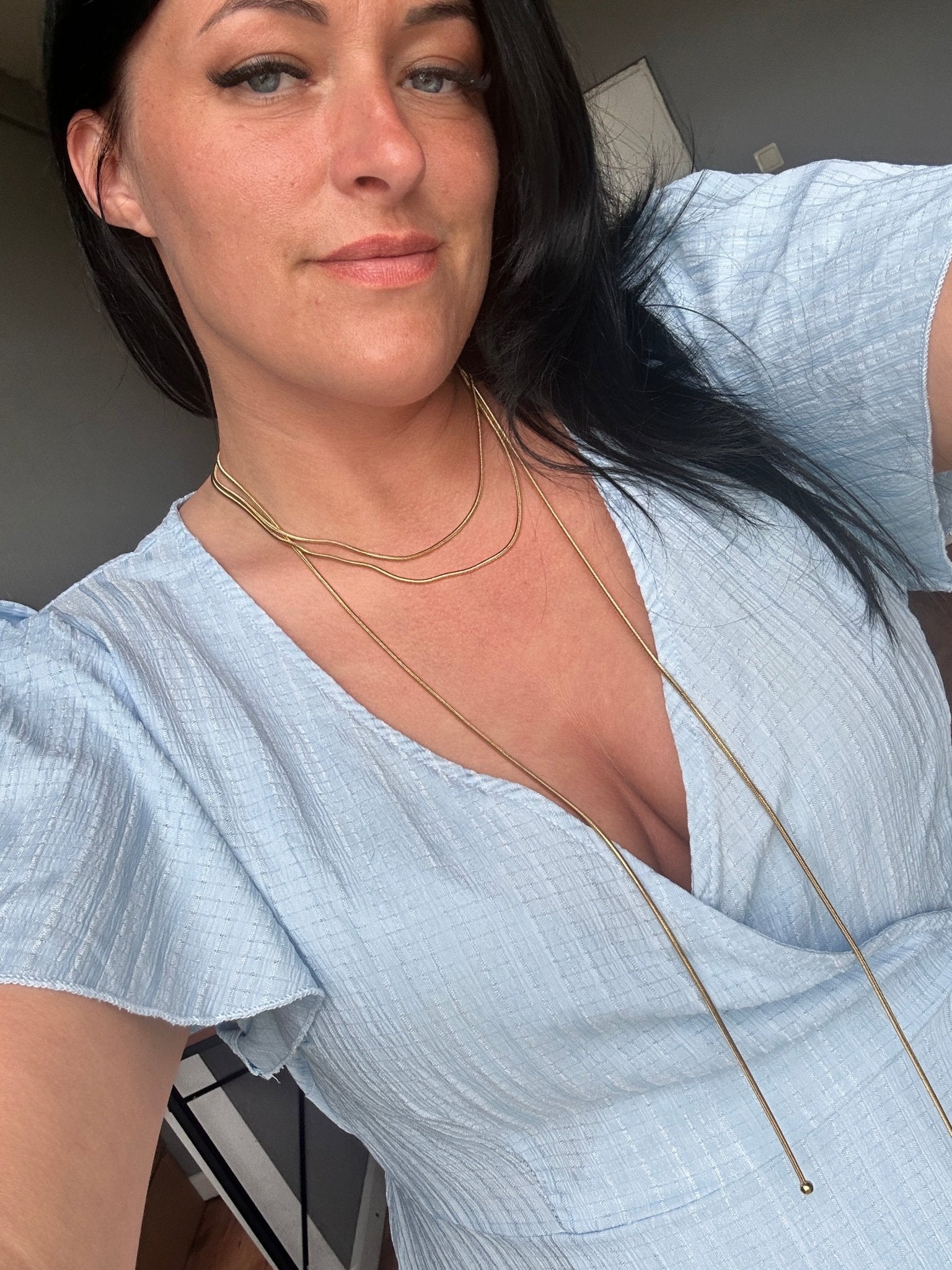 double necklace with two long chains gold plated jewelry for women