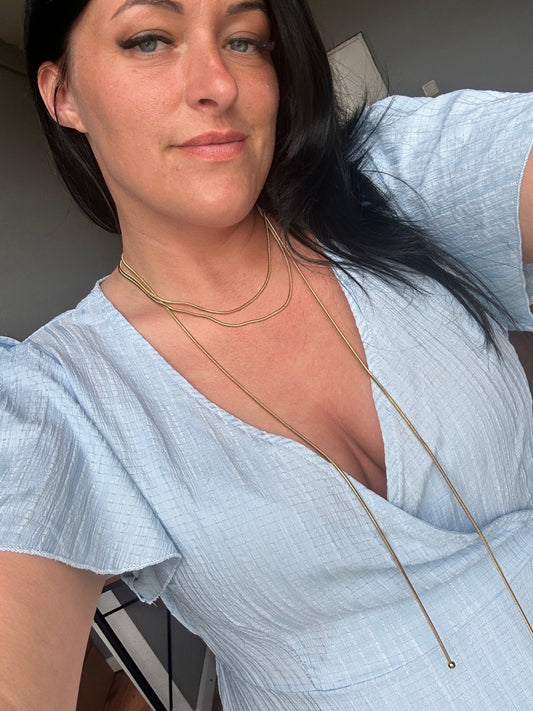 double necklace with two long chains gold plated jewelry for women